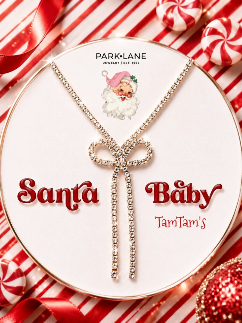 Park Lane Jewelry Santa Baby Necklace - Limited Edition Crystal Bow Pendant
